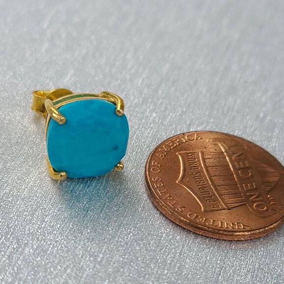 Turqoise Stud Earrings-Blue Trurqoise jewelry-gift - Picture 9 of 11
